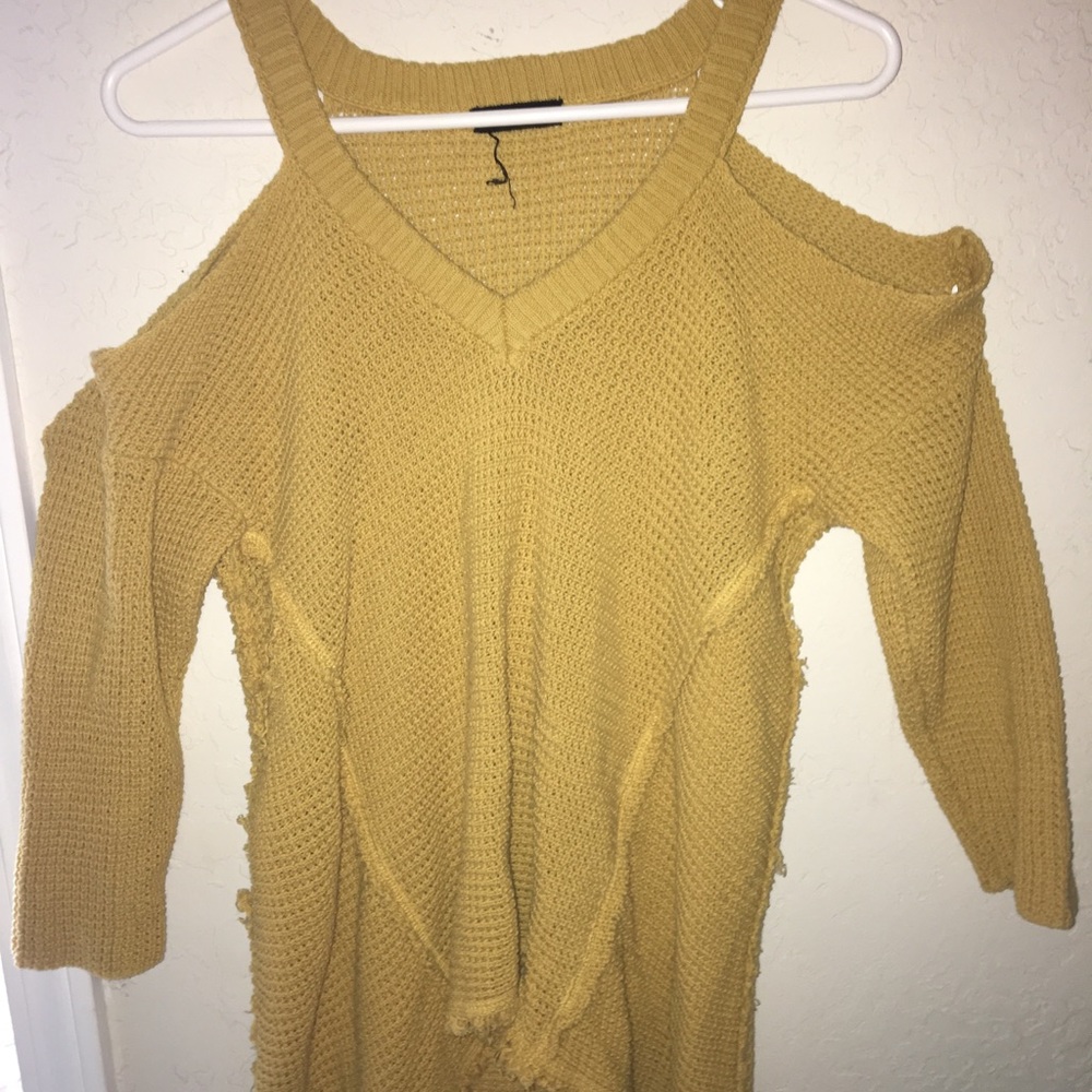 Yellow Cold Shoulder Sweater